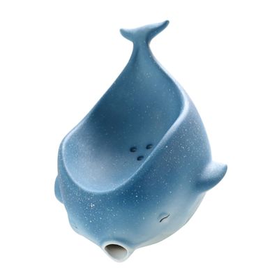 IMIKEYA Ceramic Soap Holder Whale Shape Soap Draining Tray Bathroom Countertop for Shower and Sink