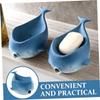 IMIKEYA Ceramic Soap Holder Whale Shape Soap Draining Tray Bathroom Countertop for Shower and Sink view 4