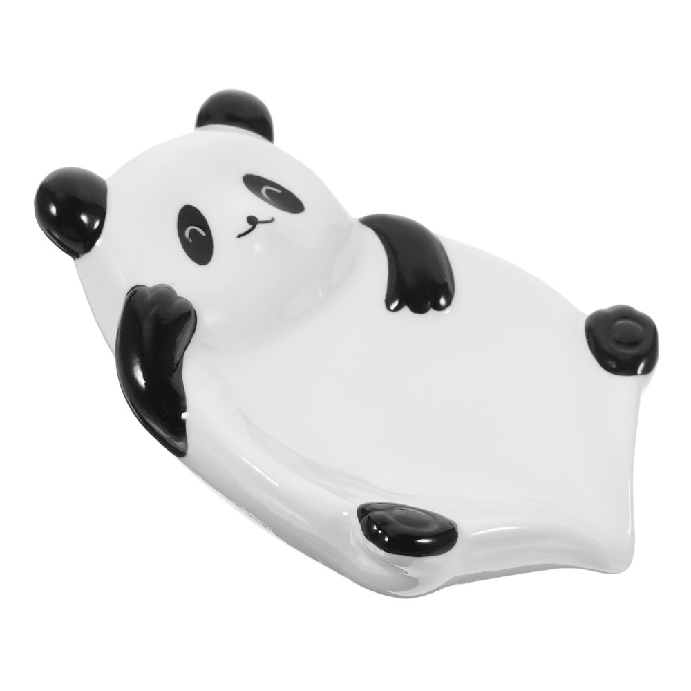 HOOTNEE Panda Shape Ceramic Soap Holder Drainage Design Soap Dish for Bathroom Kitchen Laundry Versatile Storage Tray for Sponge Items Cute Decorative Accessory