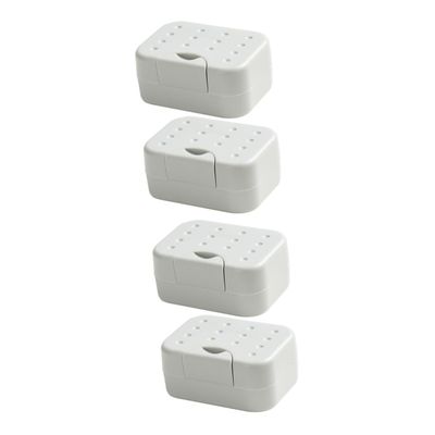 Alipis 4pcs Portable Soap Box with Lid Sealing Soap Holder for Travel Home and Outdoor Use Lightweight Design with Drainage and Material White