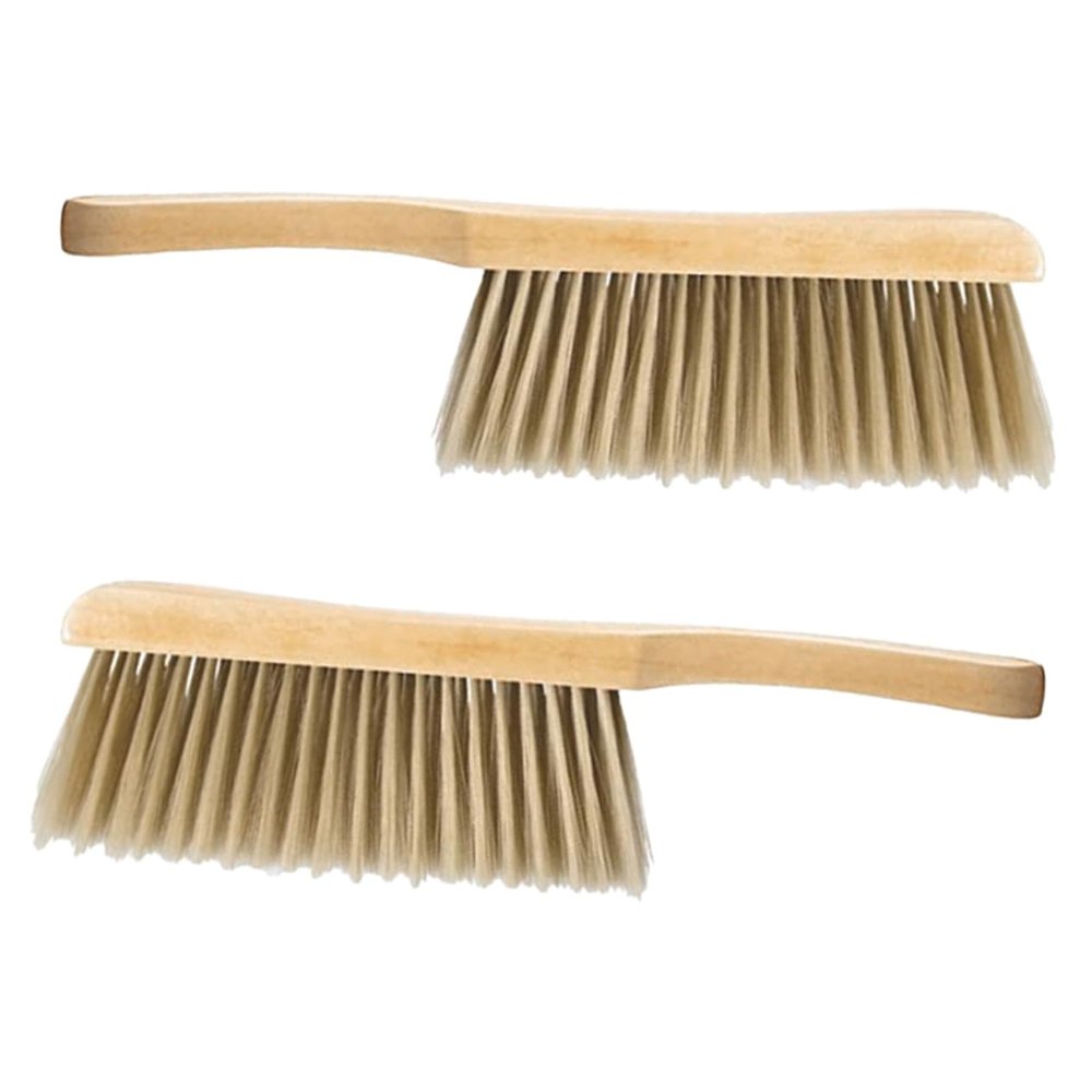 CHILDWEET Soft Dusting Bed Brush 2pcs Set with Wooden Handle Soft Bristles Cleaning Brush for Household Dust Removal on Bed Sheets and Sofa for Bedroom and Furniture Cleaning
