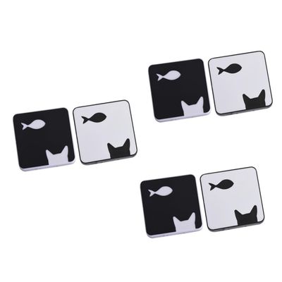 PartyKindom 6pcs Lense Box Women Cat Fish Design Storage Container Mirror for Travel
