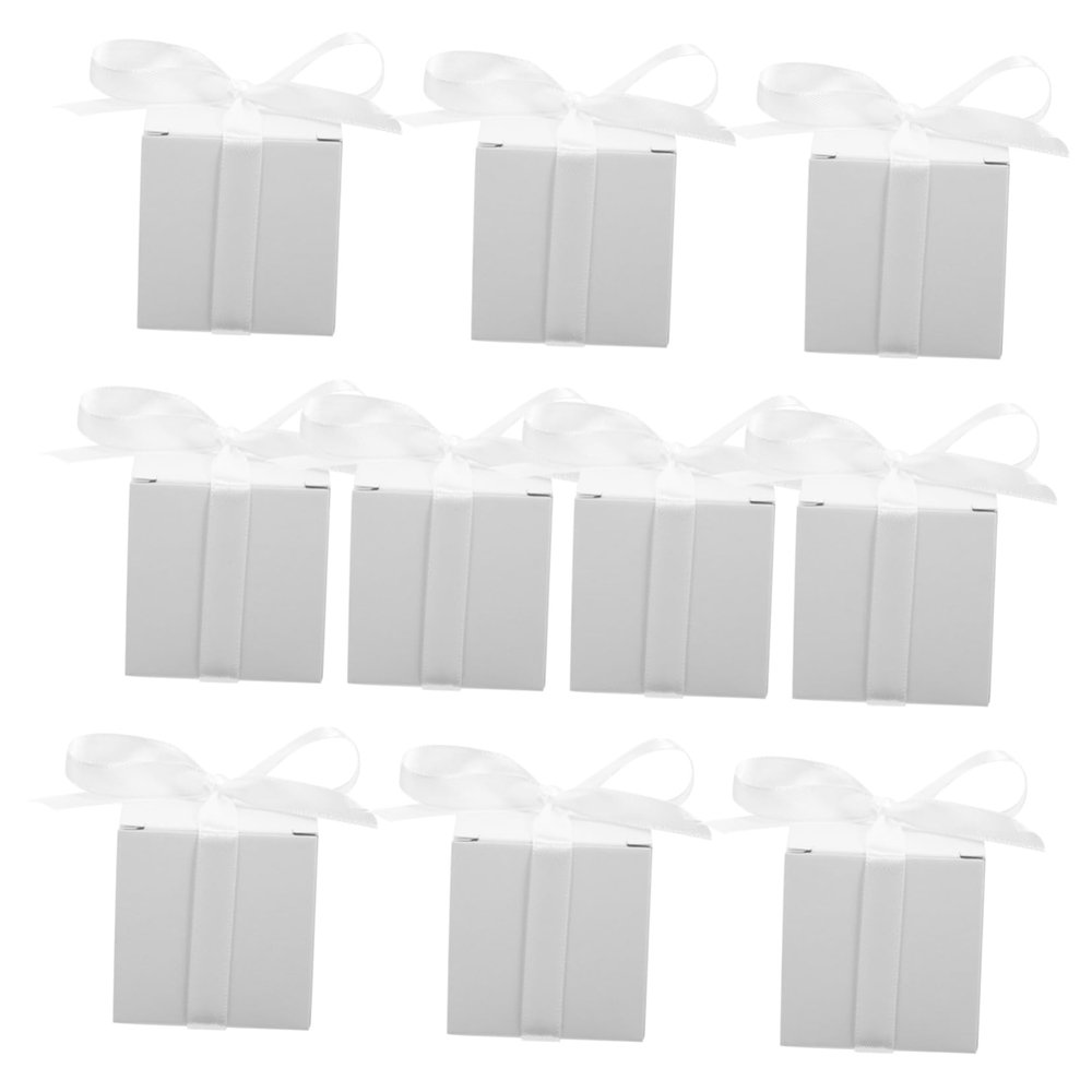 Gatuida 50pcs White Square European Paper Candy Boxes Ribbon Foldable Design for Weddings Parties and Table Decoration Random Style