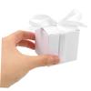 Gatuida 50pcs White Square European Paper Candy Boxes Ribbon Foldable Design for Weddings Parties and Table Decoration Random Style view 2