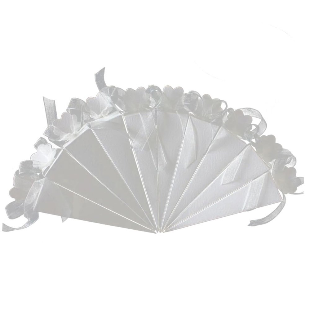 DIYEAH 50pcs Wedding Candy Containers Ribbons Pyramid Style Small Boxes for Wedding Favors Card Box