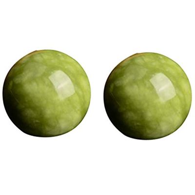 Karriter 2PCS Marble Jade Baoding Chinese Health Stress Exercise Balls for Relaxation Relief Therapy Hand Care Tool