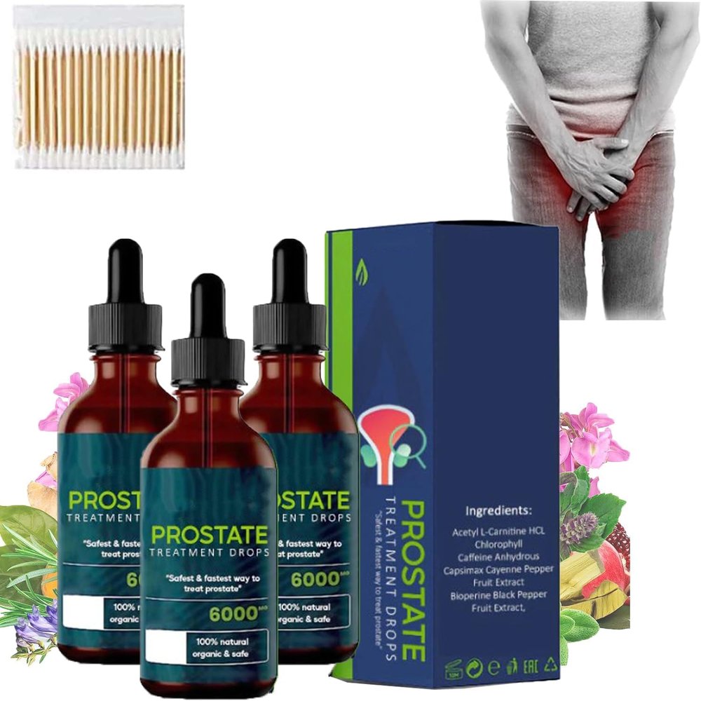 2024 Prostate Treatment Drops, Prostate Pain Relief Drops, Prostate Health Support, Prostate Pain Relief Drops, Prostate Natural Herbal Drops for Men (3 Pcs)