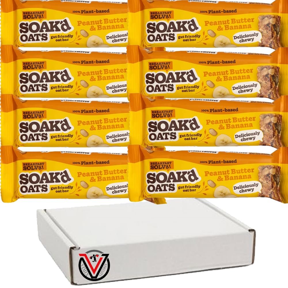 08 x Peanut & Banana Oats Bar 42g - Chewy & High Fibre Oat Bars for Lunch Box, Gym,breakfast bar