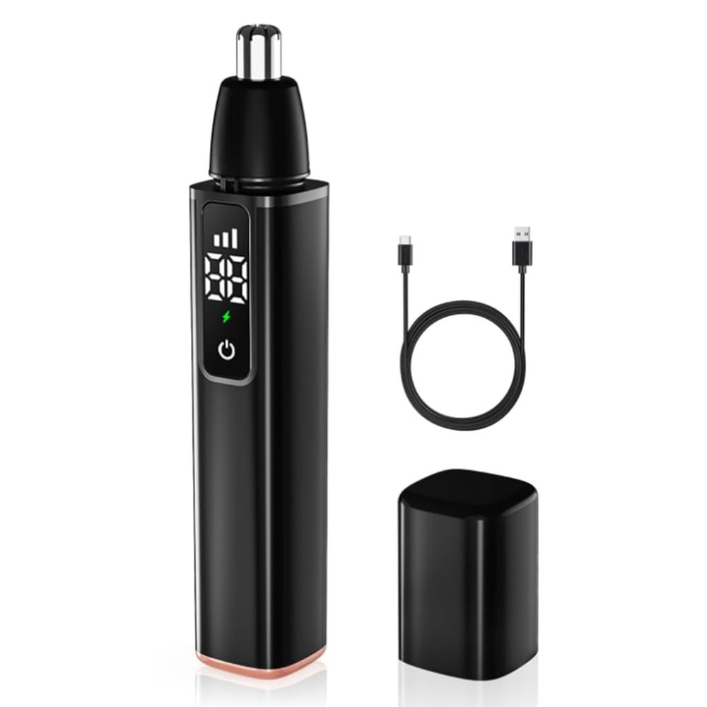 QUR Nose Hair Trimmer for Men USB Rechargeable Ear Nose Hair Trimmer with LCD Display Professional Trimming Tool Easy Install Easy to Use -A