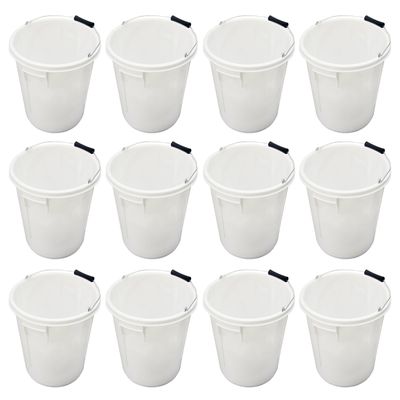 12 x 25L Litre White Strong Round Plastic Bucket With Depth Gauge & Metal Handle Plasterers Bucket Car Wash Bucket Storage Container Cleaning Bucket Paint Pail Bucket Water Bucket For Home Garden