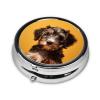 Round Pill Box 3 Compartment Pill Case for Purse & Pocket Small Pill Organizer Black Puppy Travel Pillbox Portable Oil Storage Box Metal Medicine Vitamin Organizer Unique Gift view 3