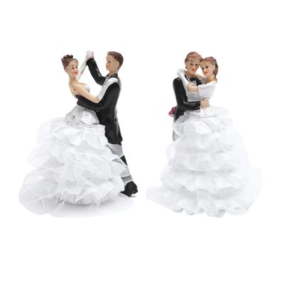Ciieeo Landscape Props for Wedding 2pcs Resin Bride and Groom Cake Ornament Miniature Couples for Wedding Decorations