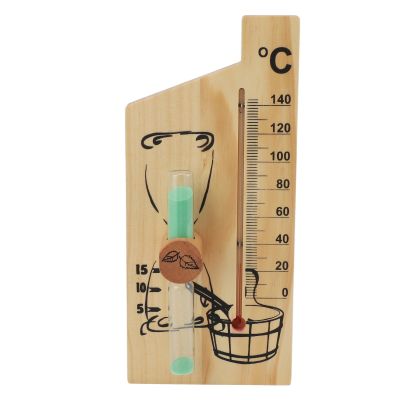 Blanketswarm Sauna Thermometer,Sauna Hourglass Sand Timer,15 Minutes Sauna Sand Timer,Wood 0 to 140 Celsius Degree Temperature Gauge Wall Mount Sauna Accessory