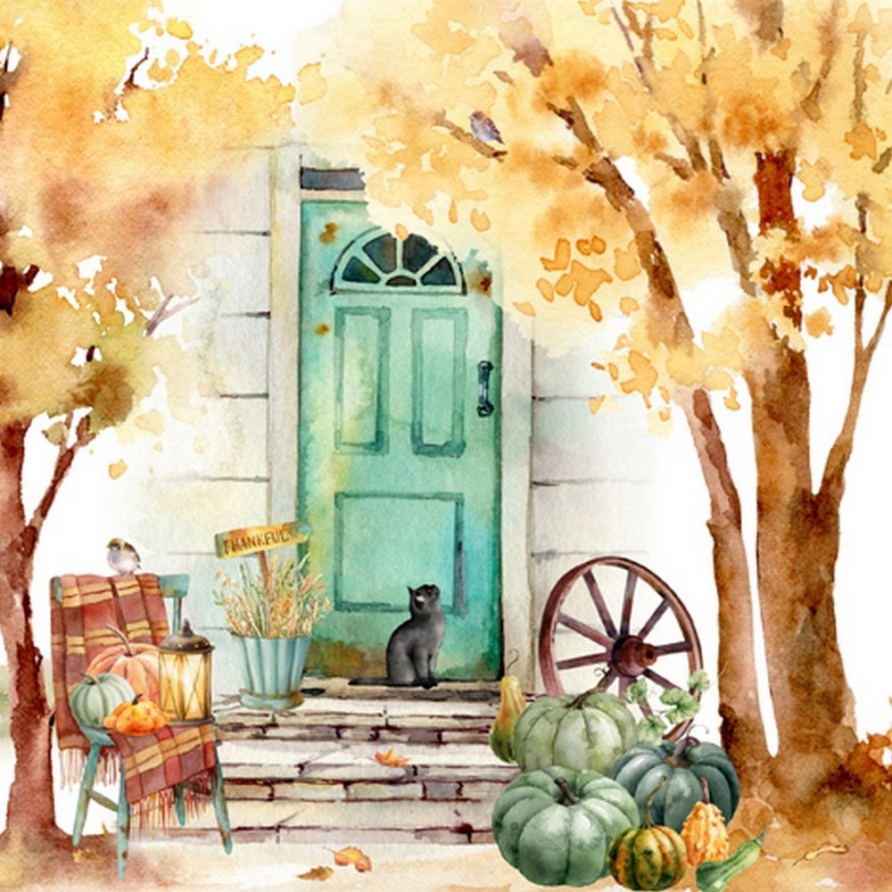 20 Napkins Autumn House Table Decoration Paper Napkins with Motif Also for Decoupage and Decoupage 33 x 33 cm