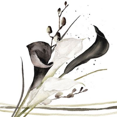 20 Napkins Flowers, Garden & Nature Calla Black and White Table Decoration Paper Napkins with Motif Also for Decoupage and Decoupage 33 x 33 cm