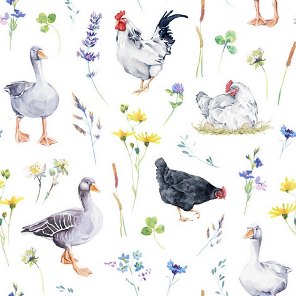 20 Napkins Animal Motifs Chickens and Geese as Table Decoration Paper Napkins with Motif Also for Decoupage and Decoupage 33 x 33 cm
