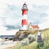 20 Napkins Maritime Sheep at the Lighthouse as Table Decoration Paper Napkins with Motif Also for Decoupage and Decoupage 33 x 33 cm view 1