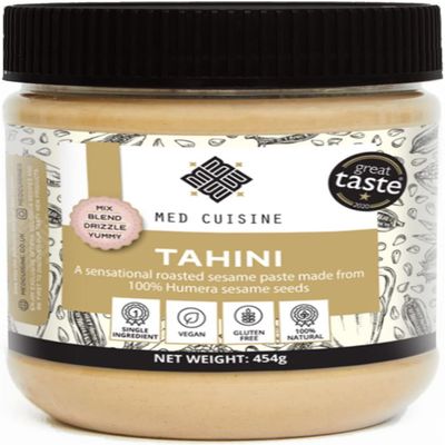 Med Cuisine Tahini - All Natural 100% Roasted Humera Single Origin Sesame Seeds Paste - Vegan, Gluten-Free, Peanut Free, Nut Free, Soy Free - 454gr