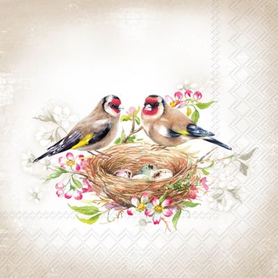 20 Napkins Animal Motifs Birds on Nest as Table Decoration Paper Napkins with Motif Also for Decoupage and Decoupage 33 x 33 cm
