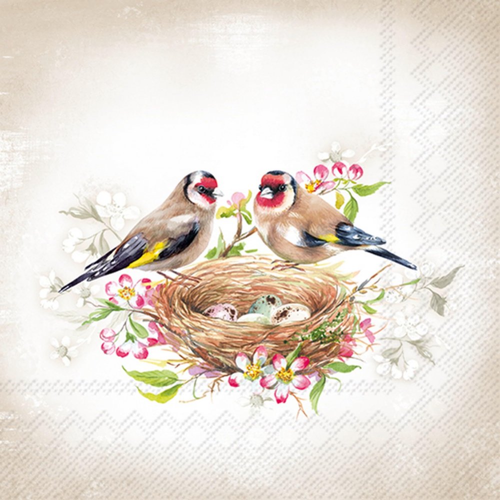 20 Napkins Animal Motifs Birds on Nest as Table Decoration Paper Napkins with Motif Also for Decoupage and Decoupage 33 x 33 cm