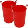 [SET OF 2] - 26L/ 75L Multipurpose Small/Extra Large Flexi Tub Garden Home Flexible Plastic Toy Storage Container Bucket Tub Trugs Animal Feeding Tub Laundry Basket (RED, 26L) view 1
