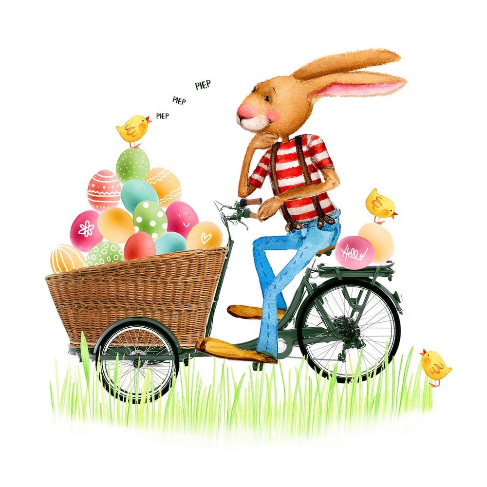 20 Napkins Easter Bunny with Egg Trolley as Table Decoration Paper Napkins with Motif Also for Decoupage and Decoupage 33 x 33 cm