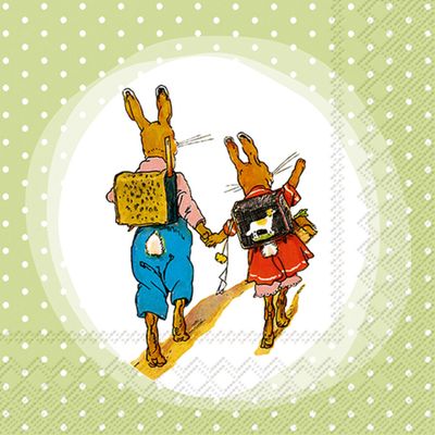 20 Napkins Easter Bunny School Children Table Decoration Paper Napkins with Motif Also for Decoupage and Decoupage 33 x 33 cm