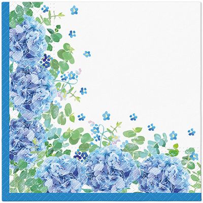 20 Napkins Flowers, Garden & Nature Blue Hydrangeas Table Decoration Paper Napkins with Motif Also for Decoupage and Decoupage 33 x 33 cm