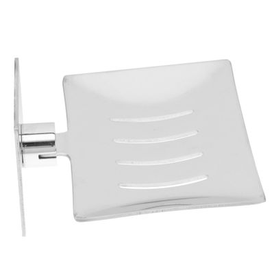 PRETYZOOM 304 Stainless Steel Wall-mounted Soap Dish Holder Drainage No Drilling Bathroom Soap Storage Rack for Home and Travel