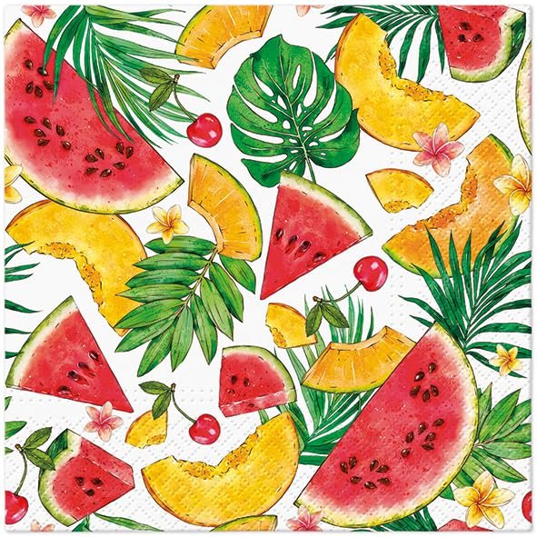 20 Napkins Food & Drink Tropical Treats as Table Decoration Paper Napkins with Motif Also for Decoupage and Decoupage 33 x 33 cm