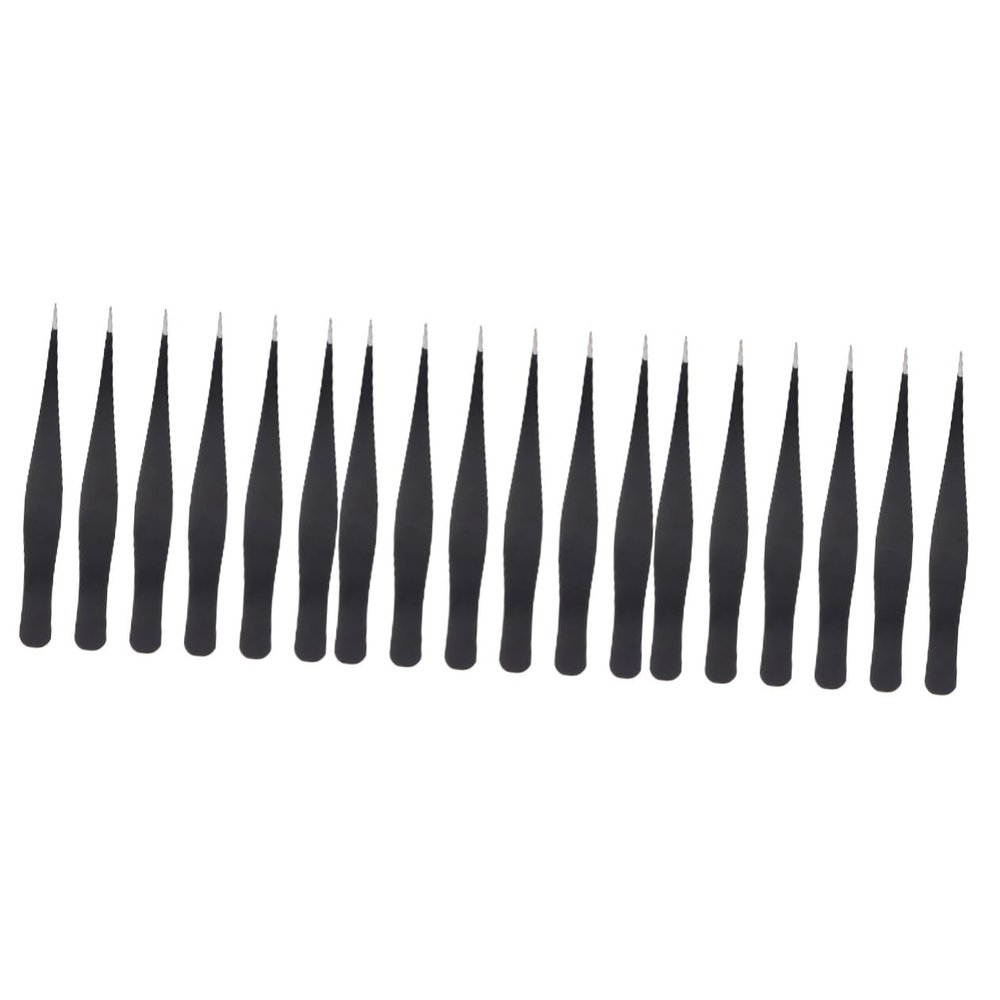 DOITOOL 18pcs Stainless Steel Eyelash Tweezers for False Eyelashes Professional Makeup Tool Curved Tip Eyebrow Tweezers