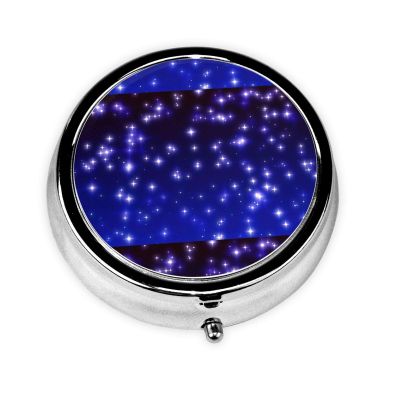 Bright Stars Round Pill Box, Cute Small Pill Box, Mini Pill Box, Round Metal Pill Box, Travel Pill Box