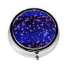 Bright Stars Round Pill Box, Cute Small Pill Box, Mini Pill Box, Round Metal Pill Box, Travel Pill Box view 1