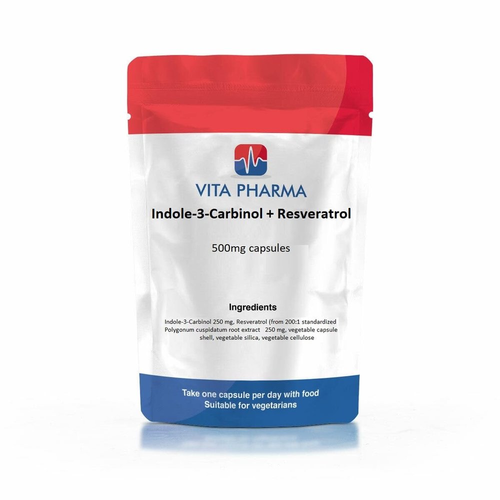 VITA PHARMA Indole-3-Carbinol + Resveratrol 500mg 365 Capsules