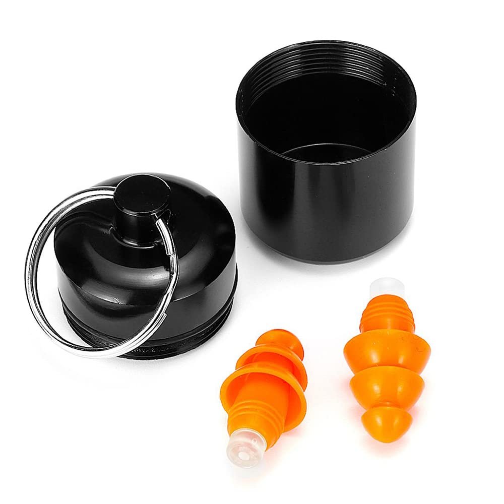 1Pair Orange Portable Silica Gel Ear Plugs Noise Canceling Earplugs with Mini Aluminum Carrying Case for Sleeping, Studying