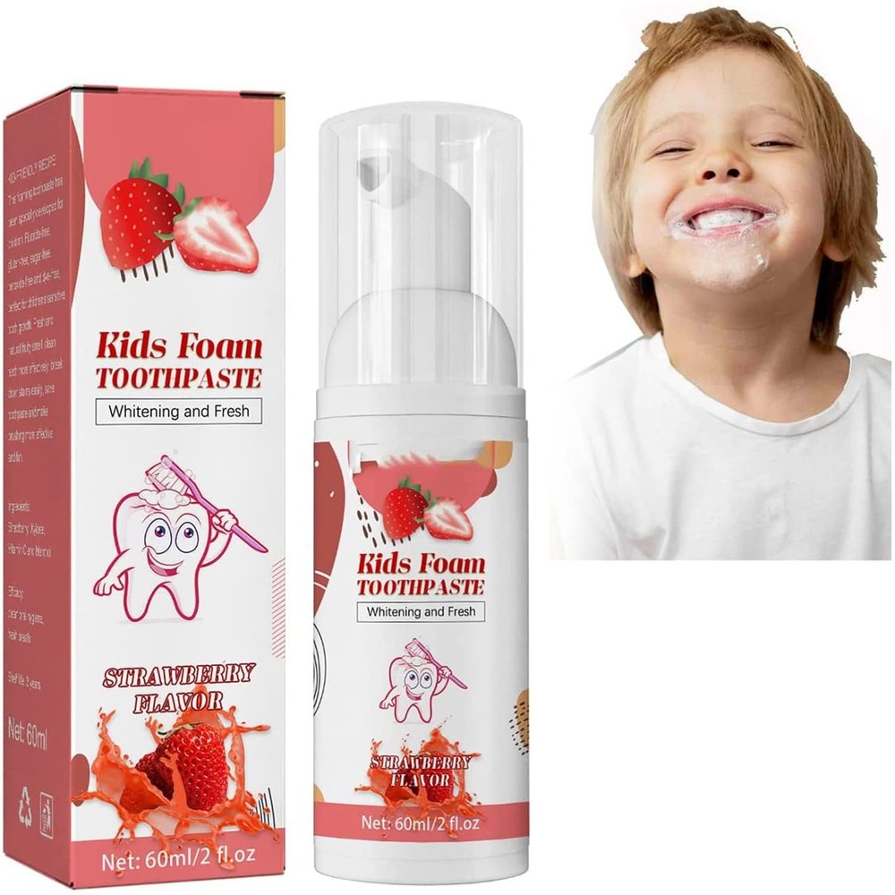 Lovelycat Applicable to Oral Care for Children Aged 3 Years and Above Foam Toothpaste Fruity Foam Toothpaste for Children Low Fluoride Foam Toothpaste and mouthwash (Strawberry)