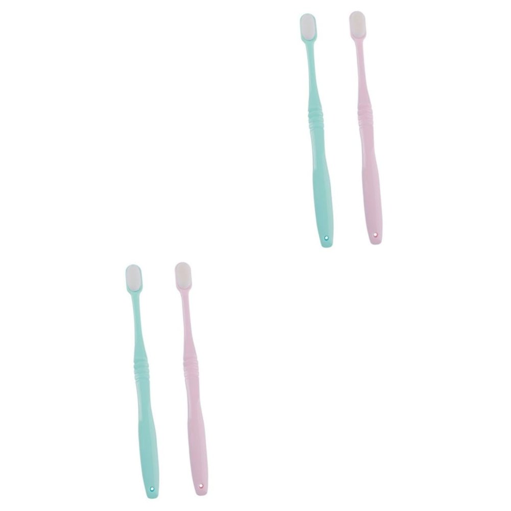 GLEAVI 4pcs Micro-Nano Manual Gum Care Toothbrushes Portable for Family Women Men Soft Bristles for Travel and Home Use