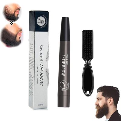 Elmyse Beard Filling Pen, Waterproof Beard Filling Pen Kit, Beard Pencil Filler For Men, Beard Pen For Men, Elmyse Beard Pen Shape & Define Your Beard, Long Lasting, Natural (Gray Brown)