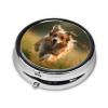 Round Pill Box 3 Compartment Pill Case for Purse & Pocket Small Pill Organizer Cheerful Puppy Travel Pillbox Portable Oil Storage Box Metal Medicine Vitamin Organizer Unique Gift view 3