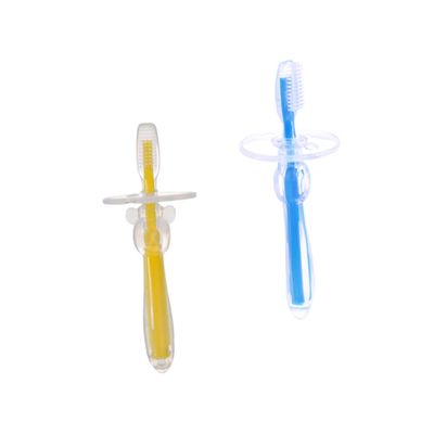 GLEAVI 2pcs Shaped Toothbrush for Silicone Training Brush Safety Guard Bristle Cleaner