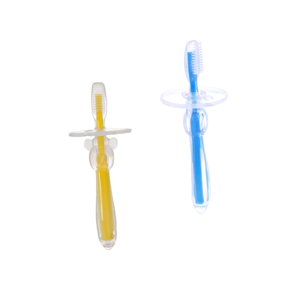 GLEAVI 2pcs Shaped Toothbrush for Silicone Training Brush Safety Guard Bristle Cleaner