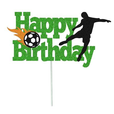 yafuidil Soccer Themed Happy Birthday Cake Topper for Birthday Wedding Party Cake Decorations, 1 Pack