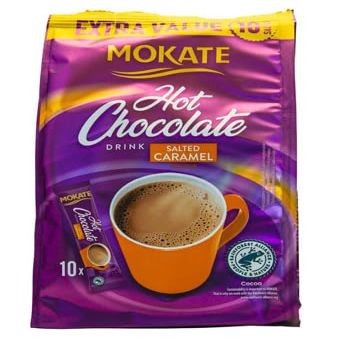 Mokate Salted Caramel Hot Chocolate 10 Sachets (18g) - Box of 10 (Total 100 Sachets)