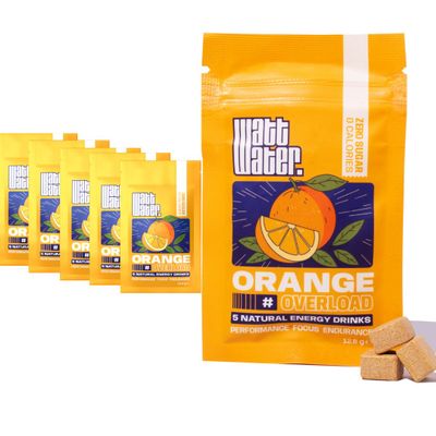 Energy Drink Powder, Yerba Mate & Guayusa, Ice Tea, Natural Clean Energy, 5hr Energy with Focus, Zero Sugar, 25 x 500ml Drinks by Watt Water. (25, Orange Overload)