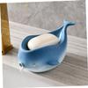 UTHCLO Whale Soap Dish Ceramic Cute Draining Soap Holder for Bathroom Shelf Whale Shape Animal view 2