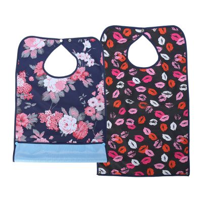 Waterproof Adult Bib Mealtime Bib Double Layer Snap Fastener Design Clothing Protector Bib Easy to Clean PVC Material Elder Dinning Bib Elder Dinning Clothes Protector