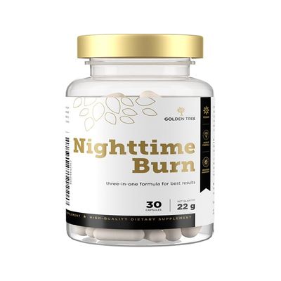 Golden Tree Nighttime Burn Fibre Capsules with Prickly Pear Cactus, Vitamin B3, Vitamin B6, Valerian Root & L-Carnitine Caffeine-Free 30 Vegan Capsules