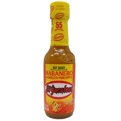 El Yucateco Habanero & Grilled Pineapple/Mexican Hot Sauce, Spicy Habanero Chilli Pepper Salsa Dip with Pineapple