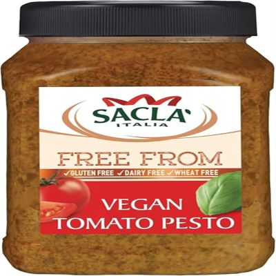 Sacla Vegan Tomato Pesto - Free From Dairy, Wheat and Gluten, Perfect with Pasta, Stuffed Tomatoes and Chickpea Salad - Made with Tomatoes, Nuts and Fragrant Basil - 950g (Pack of 1)