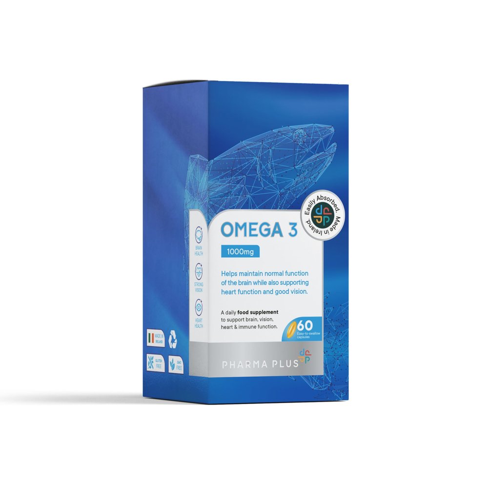 Pharma Plus Omega 3 1000Mg | 60 Fish Oil, Omega 3 Fatty Acids, EPA, DHA Capsules
